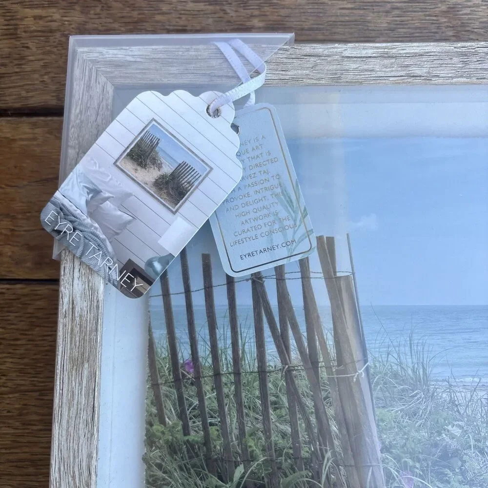 Beach landscape wall decor photograph with frame new with tags